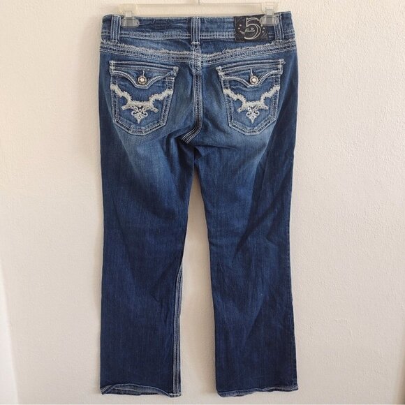 Studio 5 Bootcut Jeans Lowrise Womens 9 X 33 Bling Pockets Dark Wash - Picture 1 of 7